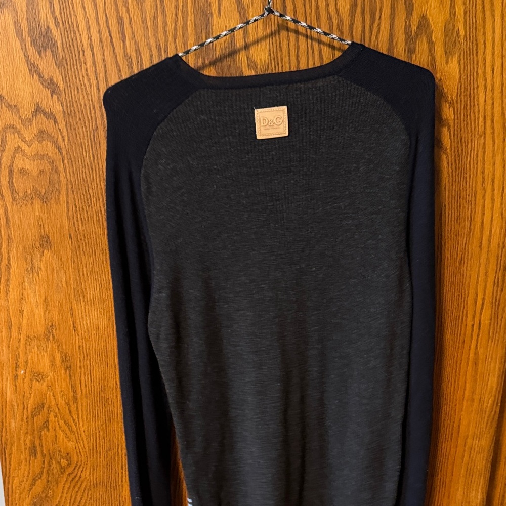D&G Black, Blue & Gray Striped Knit Sweater - Picture 5 of 6